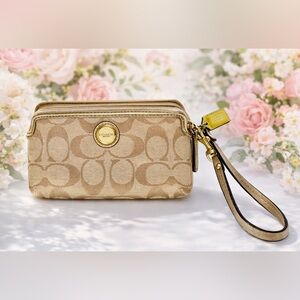 Coach Tan Signature Wristlet Wallet